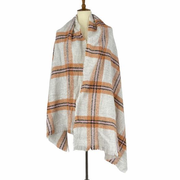 Universal Thread Scarf Wrap Plaid Tan Orange NWT - Picture 4 of 7
